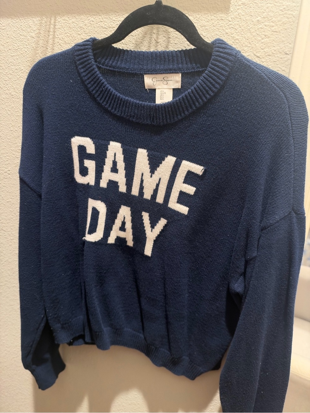 Grey State Navy Crewneck Sweater with White GAME DAY Lettering